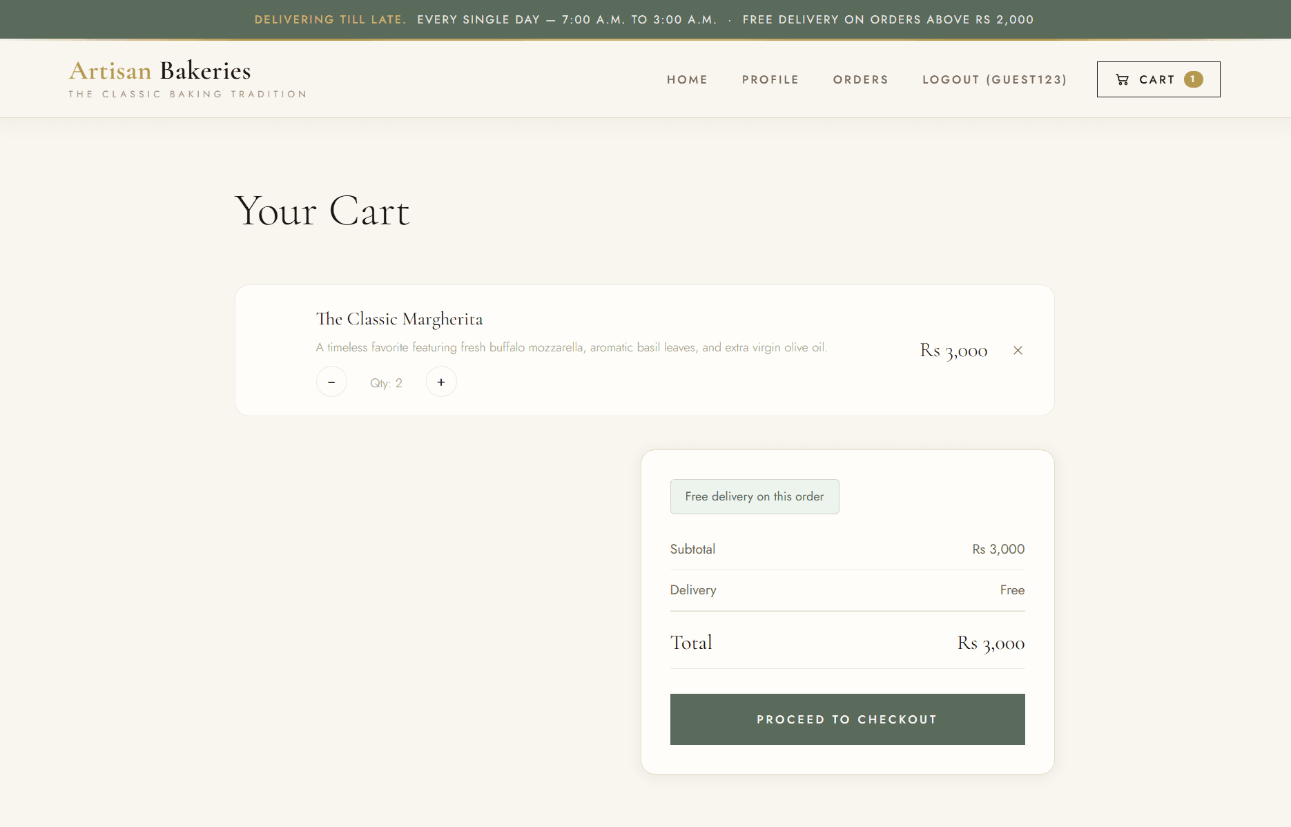 Cart and checkout with inventory-aware totals