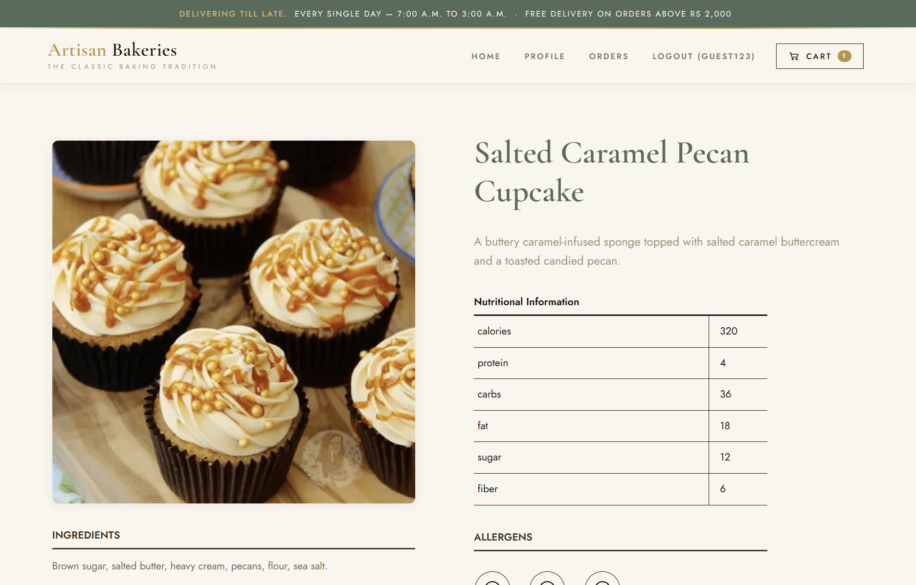 Cart and checkout with inventory-aware totals