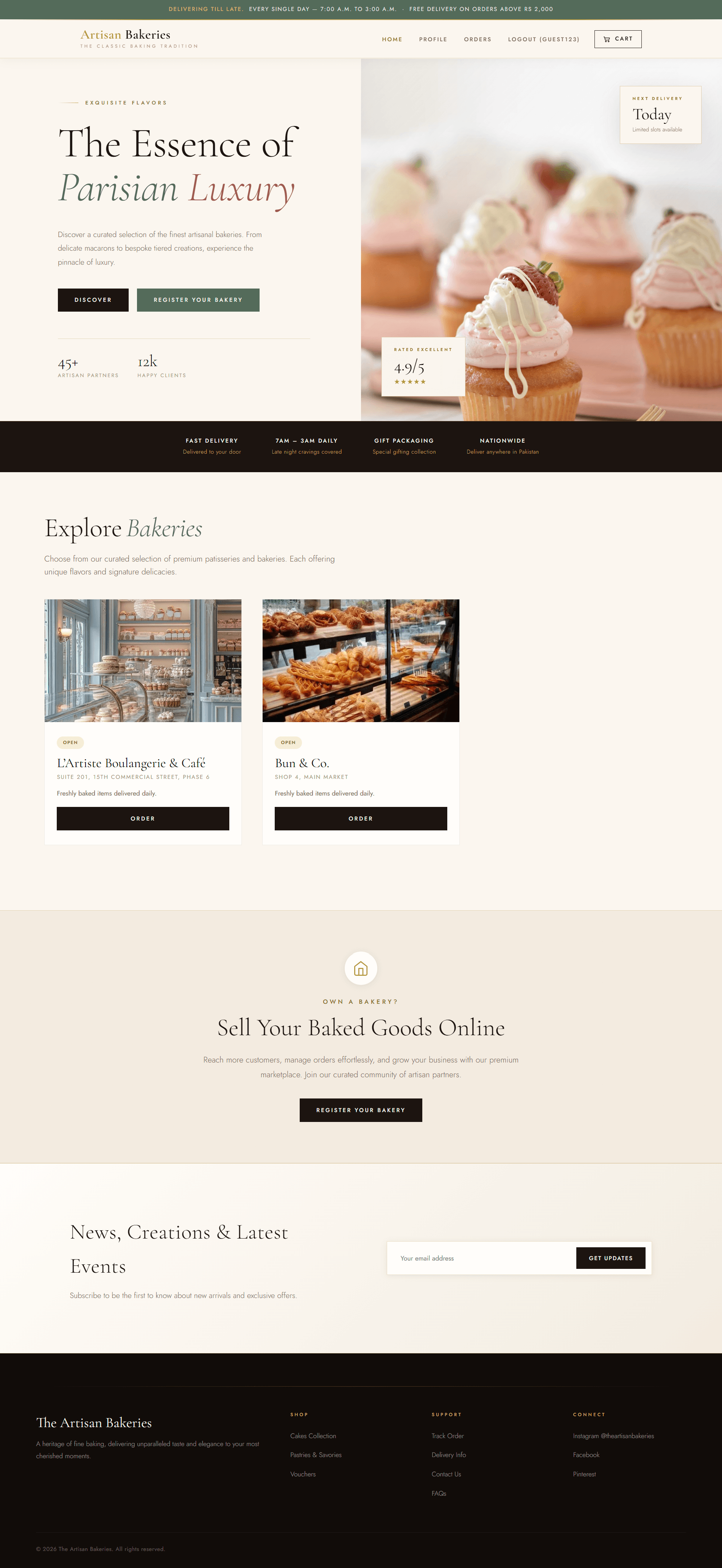 Artisan Bakeries full-page design