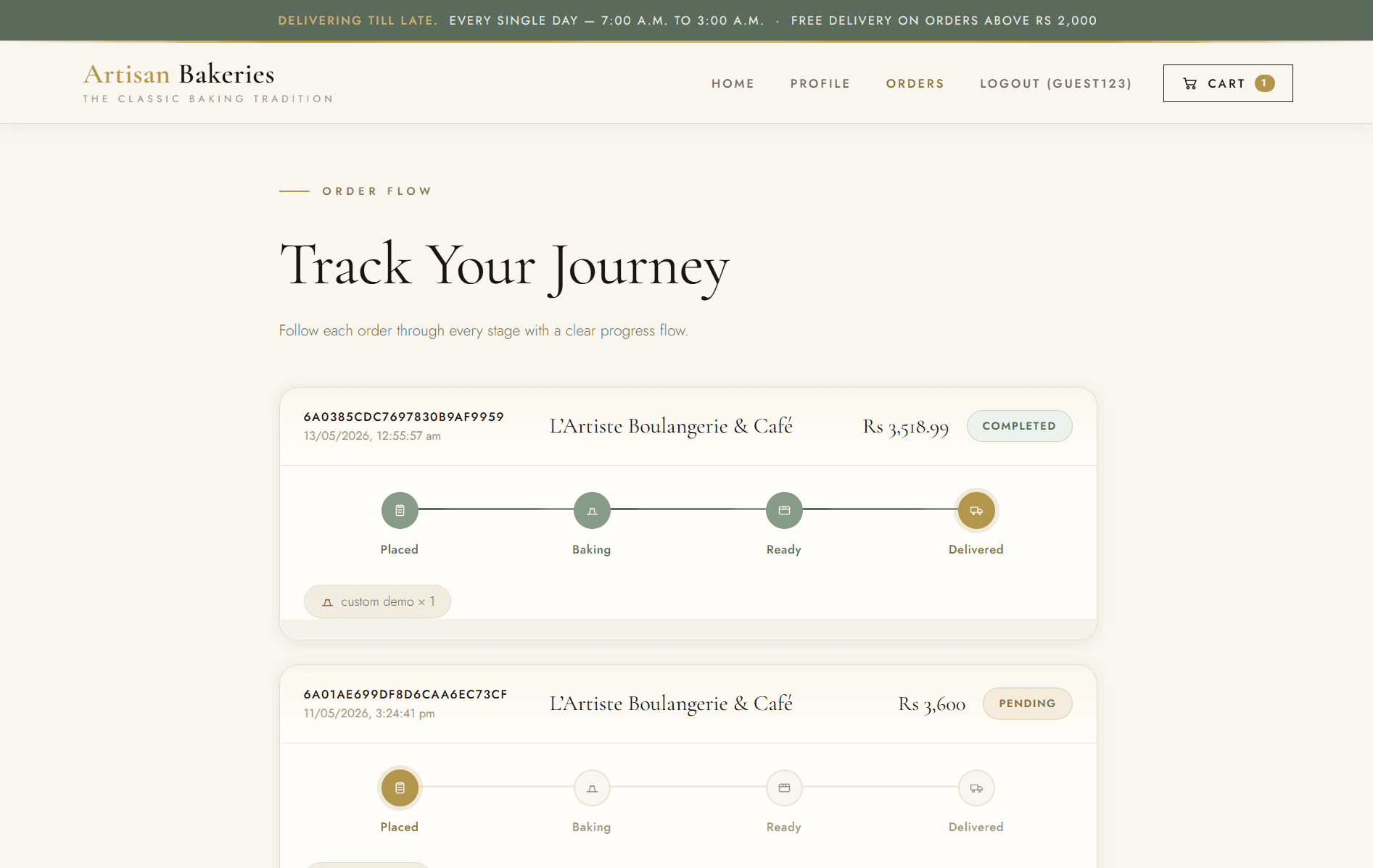 Order tracking and reorder