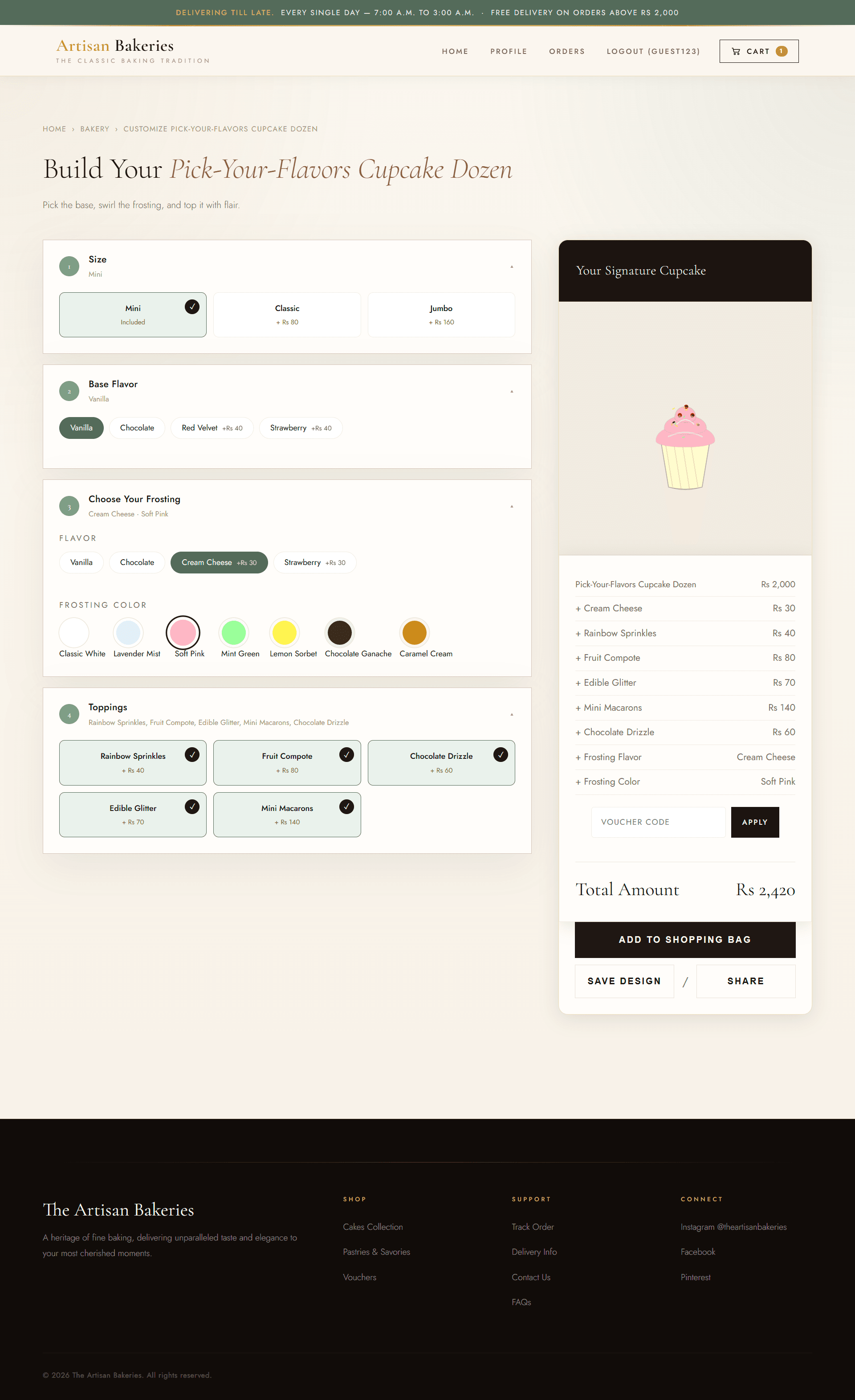 Cart and checkout - full page